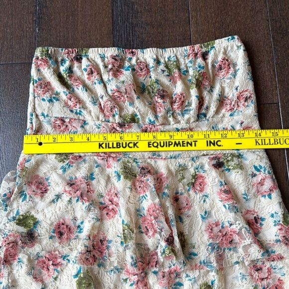 Vintage DEB strapless mini dress size medium tiered lace floral Y2K 90’s western - Picture 8 of 10